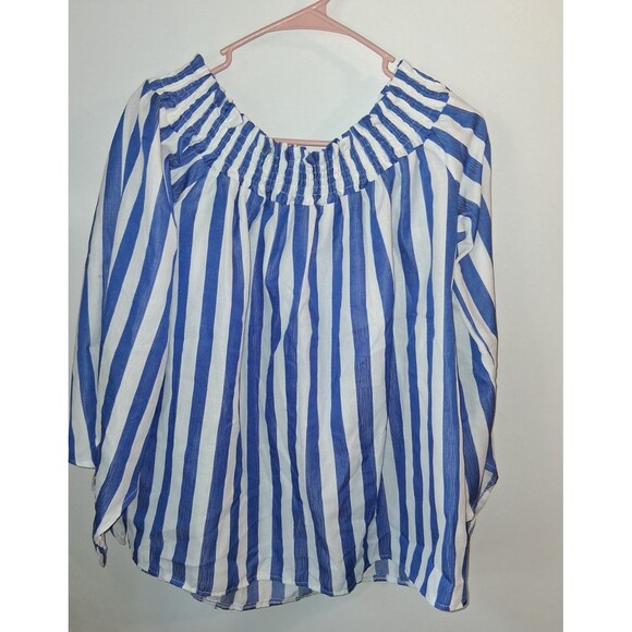 Unbranded Multicolor Stripe 3/4 Sleeve Blouse Sz 2XL - Picture 1 of 3